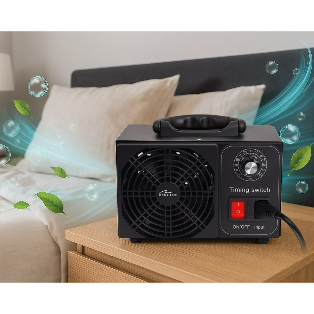 Generador de ozono profesional para la desinfección y purificación del aire, Mediatech, Emisión de ozono: 60 000 mg/h, temporizador, potencia: 140 W, carcasa metálica
