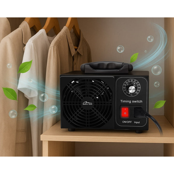 Generador de ozono profesional para la desinfección y purificación del aire, Mediatech, Emisión de ozono: 60 000 mg/h, temporizador, potencia: 140 W, carcasa metálica
