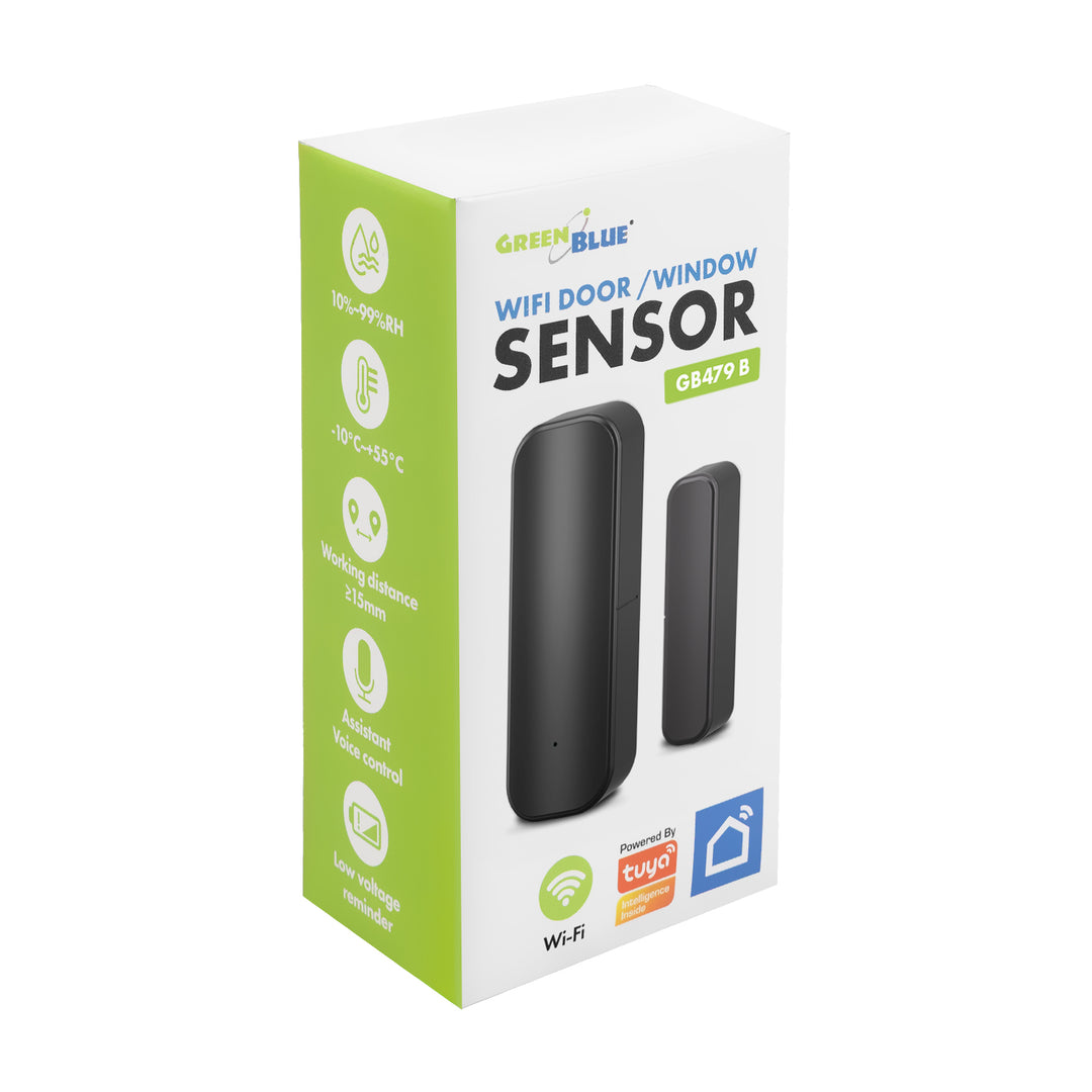 Contactor inalámbrico / sensor de apertura WiFi GreenBlue, Android/iOS, para puertas / ventanas, 3,0 V CC, LR03x2, GB479 B, 2 juegos