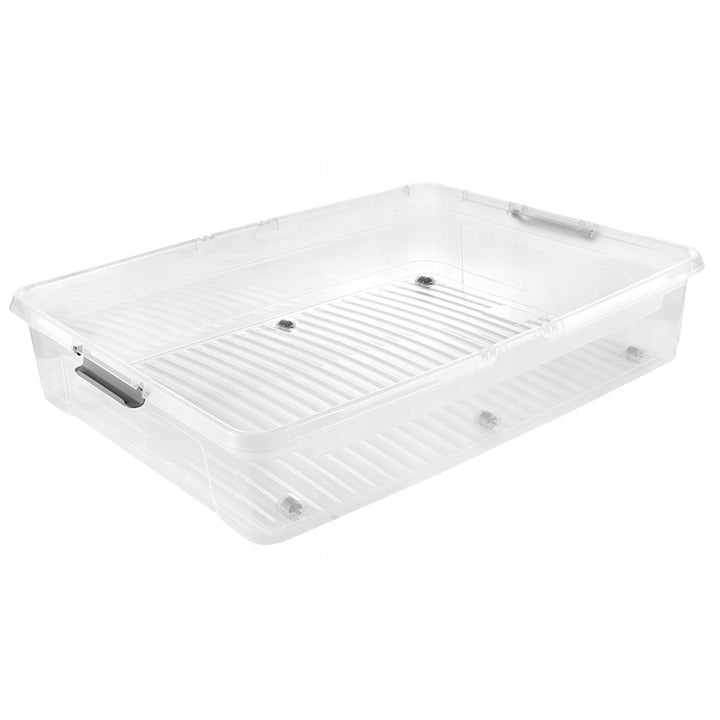 Contenedor con tapa Leo Keeeper, capacidad de 53 l, transparente, con ruedas, tapa con cierre de clips, 2 unidades