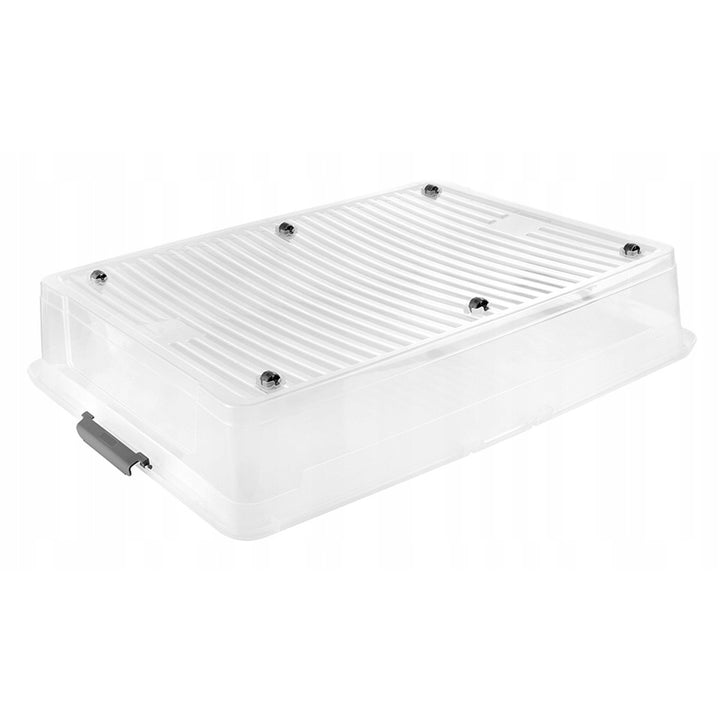 Contenedor con tapa Leo Keeeper, capacidad de 53 l, transparente, con ruedas, tapa con cierre de clips, 2 unidades