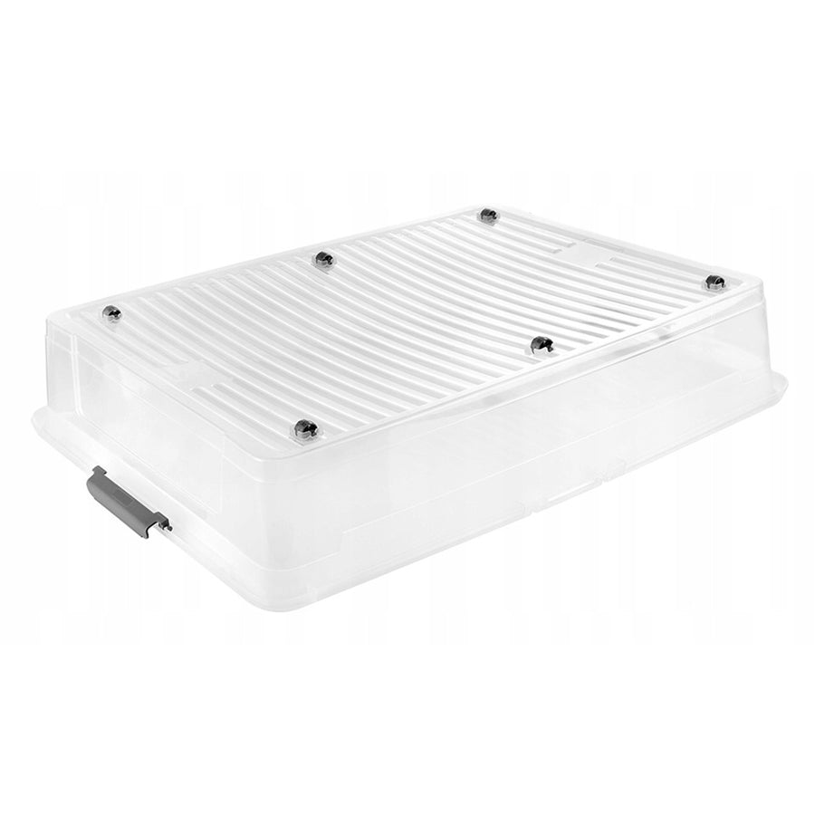 Contenedor con tapa Leo Keeeper, capacidad de 53 l, transparente, con ruedas, tapa con cierre de clips, 2 unidades