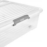 Contenedor con tapa Leo Keeeper, capacidad de 53 l, transparente, con ruedas, tapa con cierre de clips, 2 unidades