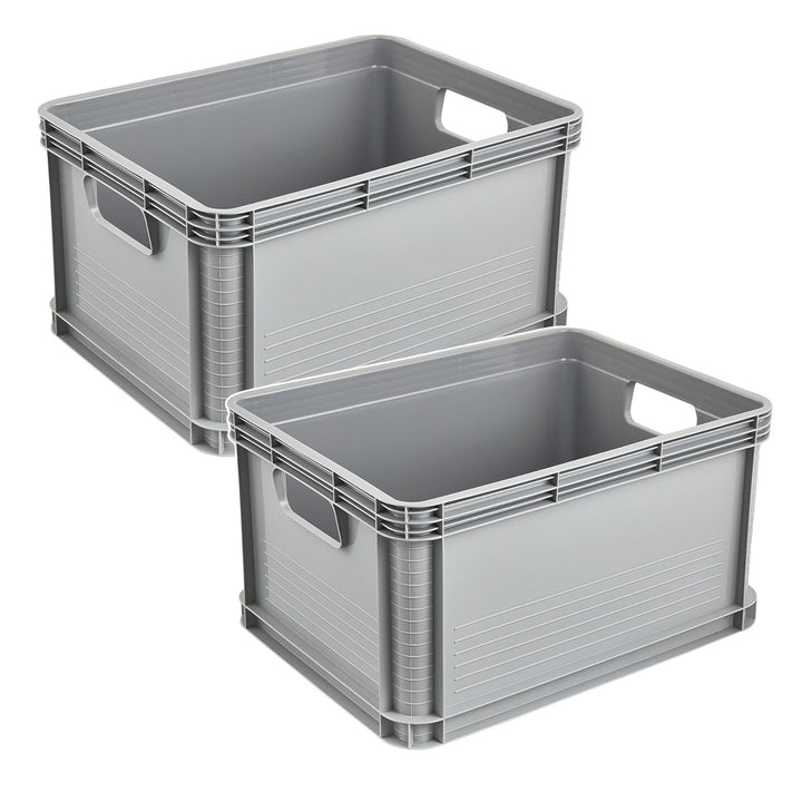 Caja de transporte Robert Keeeper, capacidad de 20 l, gris, apta para el contacto con alimentos, ligera y resistente, capacidad de carga de hasta 30 kg, 2 unidades