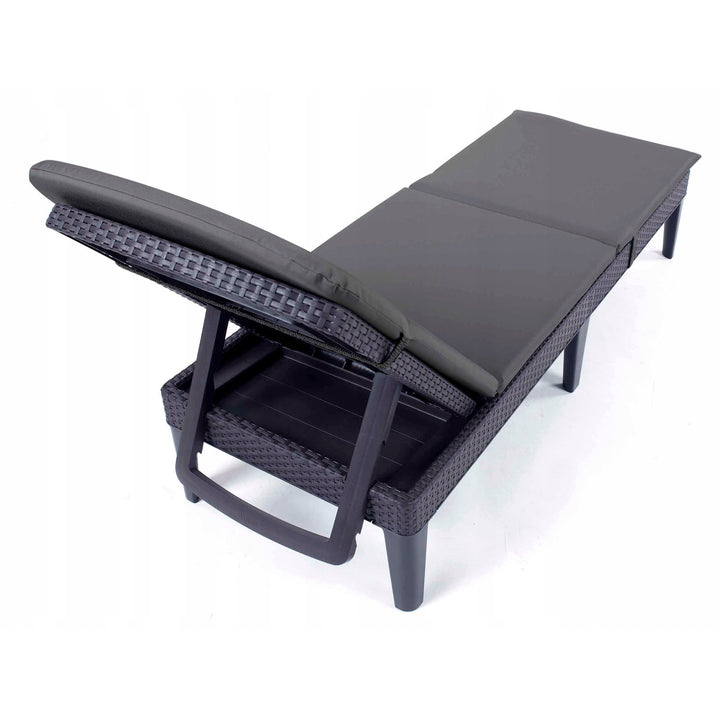 Cojín para tumbona Jaipur, color gris oscuro, tejido S-500, tamaño 190 x 60 cm, dos sistemas de fijación, impermeable, lavable en su totalidad, S-49, 2 unidades