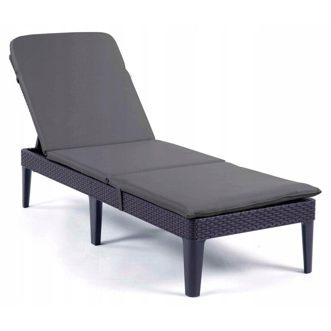 Cojín para tumbona Jaipur, color gris oscuro, tejido S-500, tamaño 190 x 60 cm, dos sistemas de fijación, impermeable, se puede lavar por completo, S-49, 3 unidades