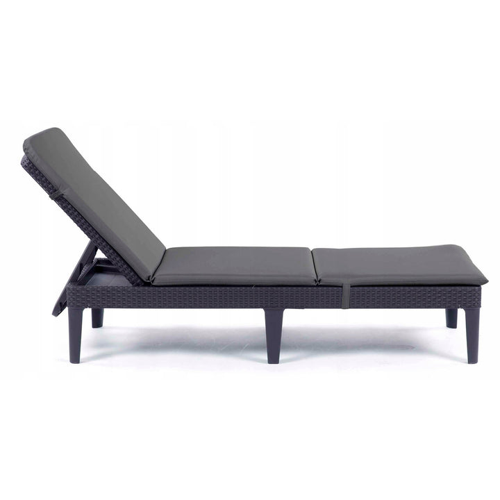 Cojín para tumbona Jaipur, color gris oscuro, tejido S-500, tamaño 190 x 60 cm, dos sistemas de fijación, impermeable, se puede lavar por completo, S-49, 3 unidades
