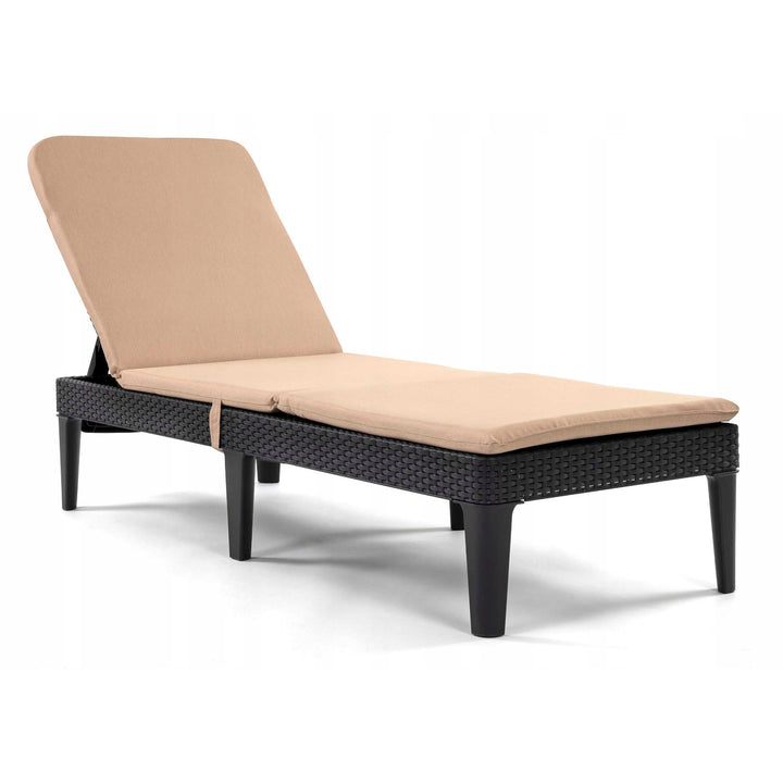 Cojín para tumbona Jaipur, color beige, tejido S-550 melange, tamaño 190 x 60 cm, dos sistemas de fijación, impermeable, lavable en su totalidad, melange S-21, 3 unidades