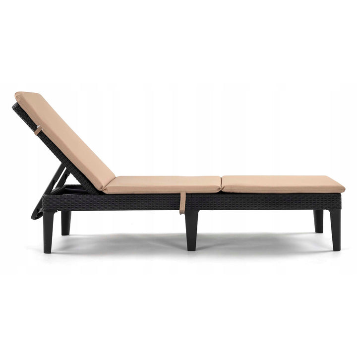 Cojín para tumbona Jaipur, color beige, tejido S-550 melange, tamaño 190 x 60 cm, dos sistemas de fijación, impermeable, lavable en su totalidad, melange S-21, 3 unidades