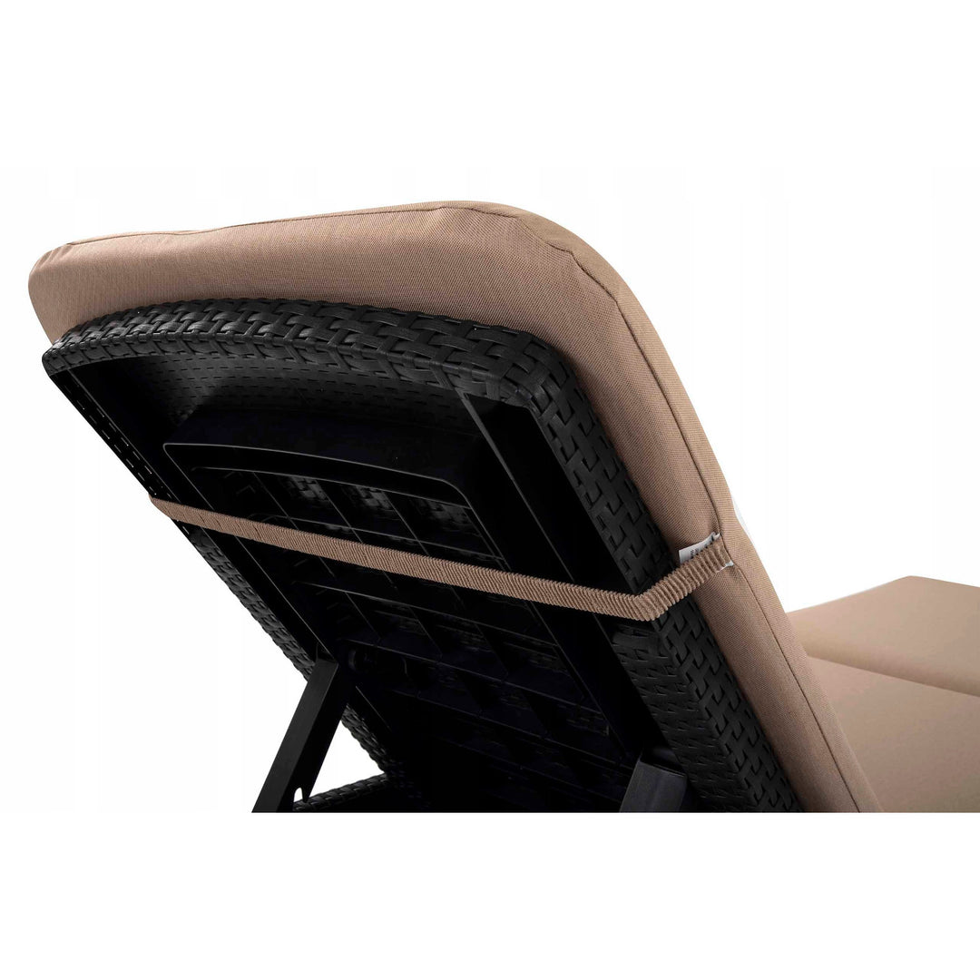 Cojín para tumbona Jaipur, color beige, tejido S-550 melange, tamaño 190 x 60 cm, dos sistemas de fijación, impermeable, lavable en su totalidad, melange S-21, 3 unidades