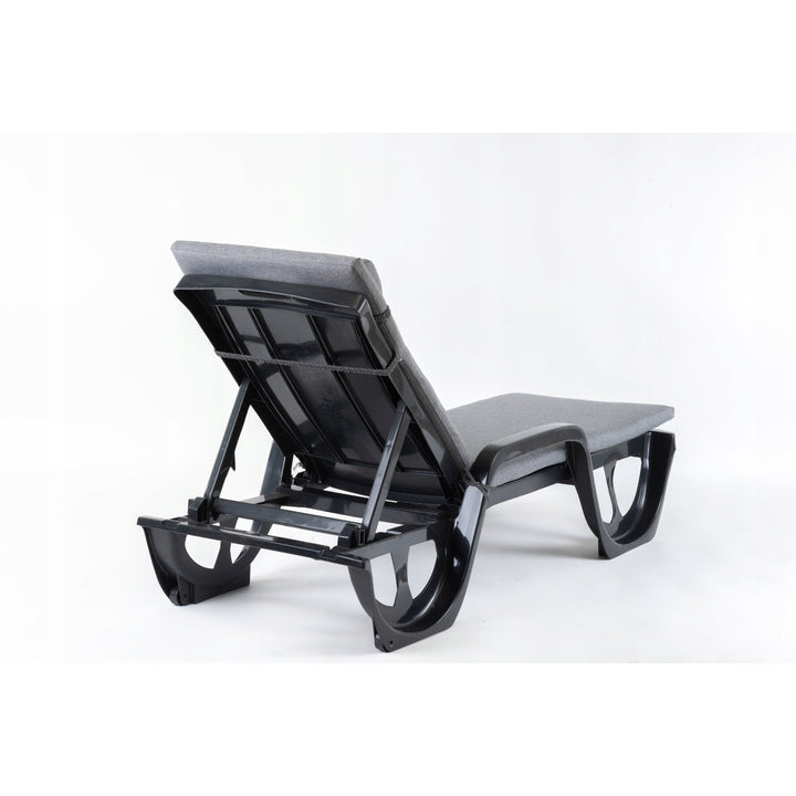 Cojín para tumbona Madera, color gris, tejido S-550 melange, tamaño 190 x 55 cm, sujeción con cinta elástica, impermeable, melange S-23, 2 unidades