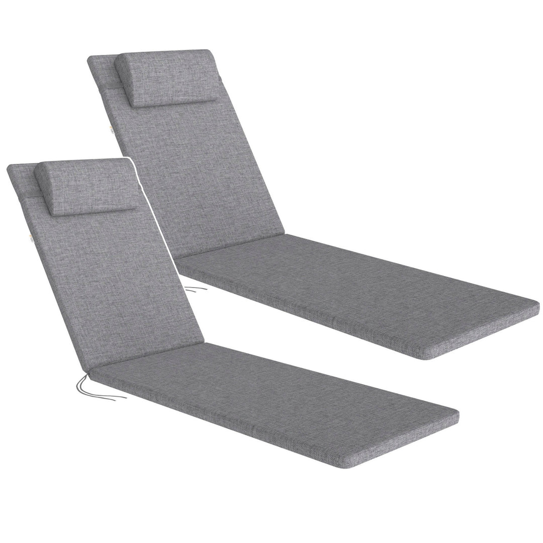 Cojín para tumbona Madera, color gris, tejido S-550 melange, tamaño 190 x 55 cm, sujeción con cinta elástica, impermeable, melange S-23, 2 unidades