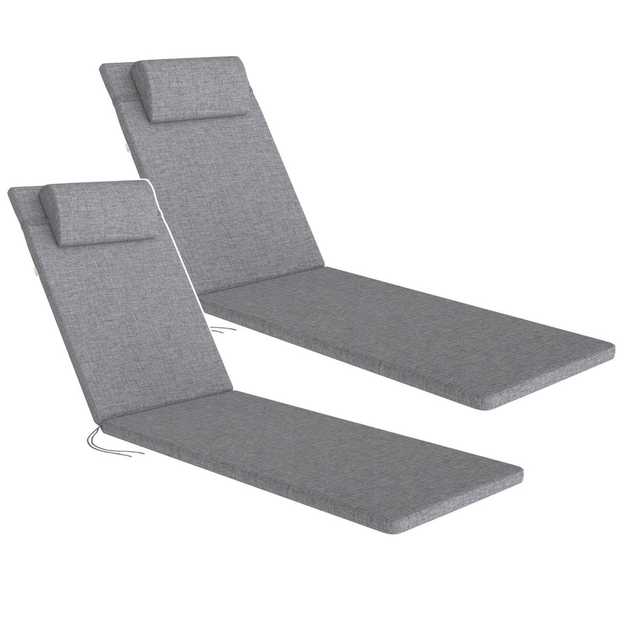 Cojín para tumbona Madera, color gris, tejido S-550 melange, tamaño 190 x 55 cm, sujeción con cinta elástica, impermeable, melange S-23, 2 unidades