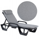 Cojín para tumbona Madera, color gris, tejido S-550 melange, tamaño 190 x 55 cm, sujeción con cinta elástica, impermeable, melange S-23, 3 unidades