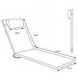 Cojín para tumbona Madera, color gris, tejido S-550 melange, tamaño 190 x 55 cm, sujeción con cinta elástica, impermeable, melange S-23, 3 unidades