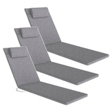 Cojín para tumbona Madera, color gris, tejido S-550 melange, tamaño 190 x 55 cm, sujeción con cinta elástica, impermeable, melange S-23, 3 unidades