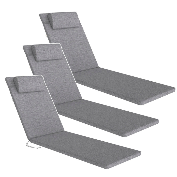 Cojín para tumbona Madera, color gris, tejido S-550 melange, tamaño 190 x 55 cm, sujeción con cinta elástica, impermeable, melange S-23, 3 unidades