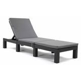 Cojín para tumbona Daytona, color gris, tejido S-550 Melange, tamaño 192 x 64 cm, sujeción con correa de goma, impermeable, Melange S-23, 3 unidades