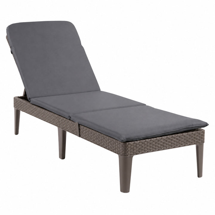Tumbona de jardín ajustable Jaipur Sun Lounger, color marrón + cojín para tumbona Jaipur, color gris oscuro, tejido S-500, tamaño 190 x 60 cm