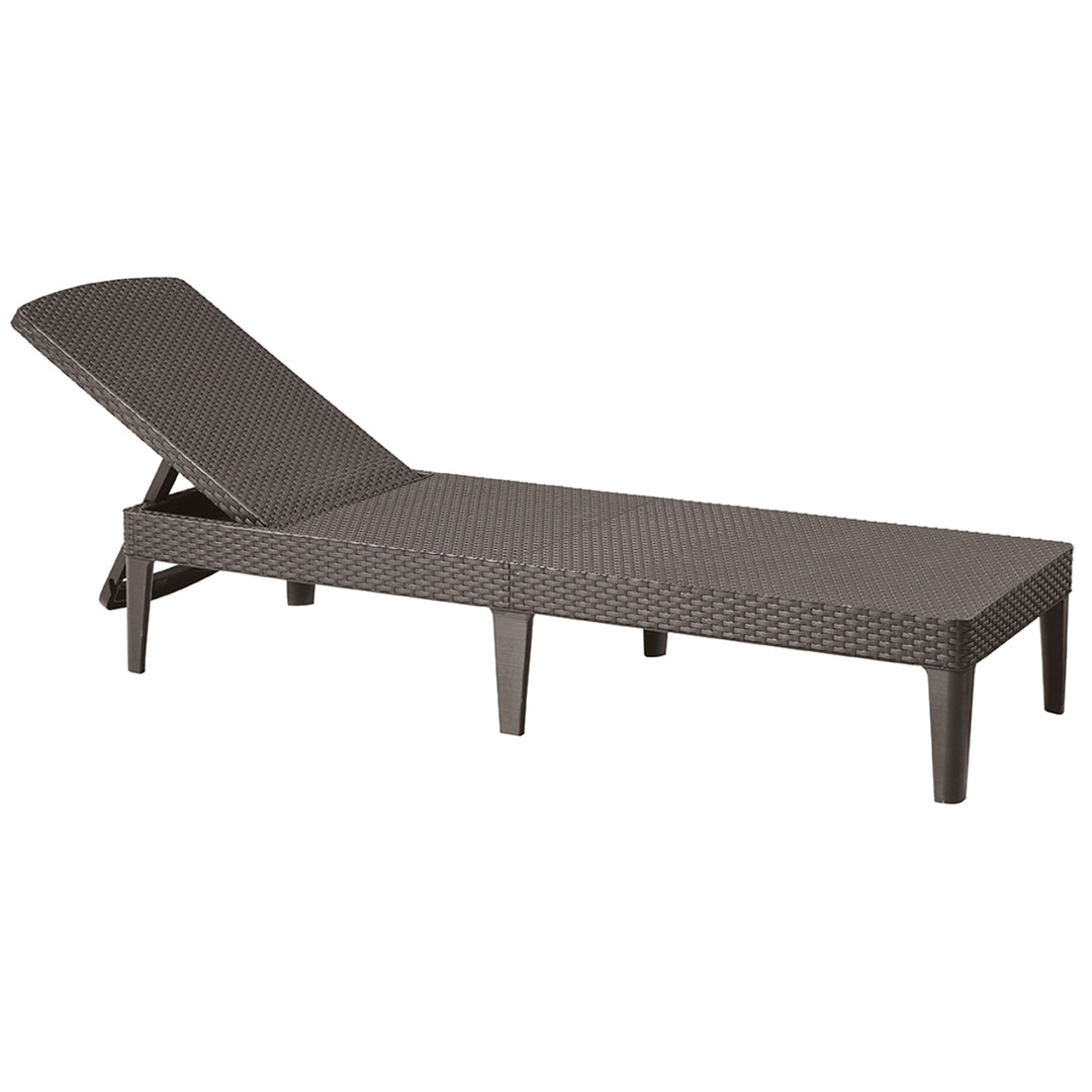 Tumbona de jardín ajustable Jaipur Sun Lounger, color marrón + cojín para tumbona Jaipur, color beige, tejido S-550 Melange, tamaño 190 x 60 cm