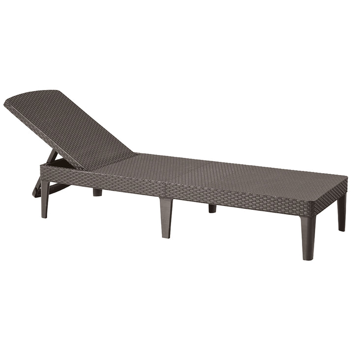 Tumbona de jardín ajustable Jaipur Sun Lounger, color marrón + cojín para tumbona Jaipur, color beige, tejido S-550 Melange, tamaño 190 x 60 cm