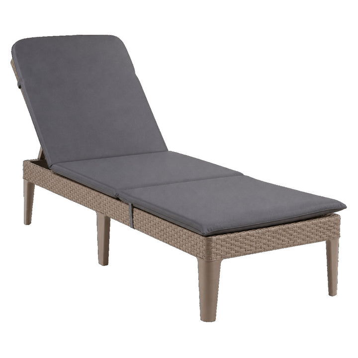 Tumbona de jardín ajustable Jaipur Sun Lounger, color capuchino + cojín para tumbona Jaipur, color gris oscuro, tejido S-500, tamaño 190 x 60 cm