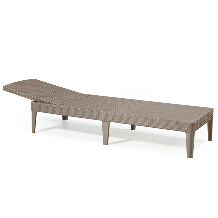 Tumbona de jardín ajustable Jaipur Sun Lounger, color capuchino + cojín para tumbona Jaipur, color beige, tejido S-550 Melange, tamaño 190 x 60 cm