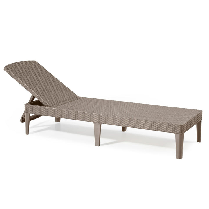 Tumbona de jardín ajustable Jaipur Sun Lounger, color capuchino + cojín para tumbona Jaipur, color beige, tejido S-550 Melange, tamaño 190 x 60 cm
