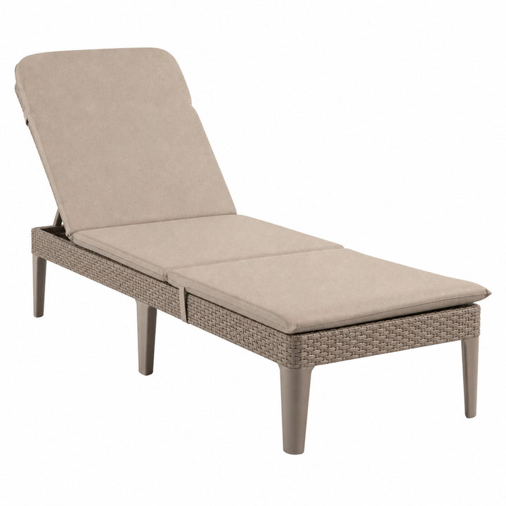 Tumbona de jardín ajustable Jaipur Sun Lounger, color capuchino + cojín para tumbona Jaipur, color beige, tejido S-550 Melange, tamaño 190 x 60 cm