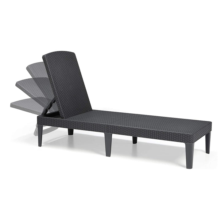 Tumbona de jardín ajustable Jaipur Sun Lounger, color grafito + cojín para tumbona Jaipur, color beige, tejido S-550 Melange, tamaño 190 x 60 cm