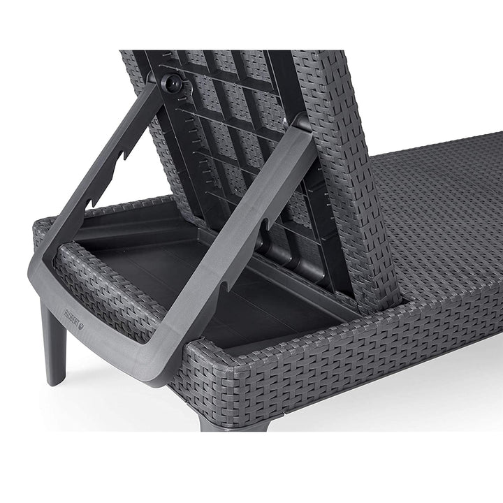 Tumbona de jardín ajustable Jaipur Sun Lounger, color grafito + cojín para tumbona Jaipur, color beige, tejido S-550 Melange, tamaño 190 x 60 cm