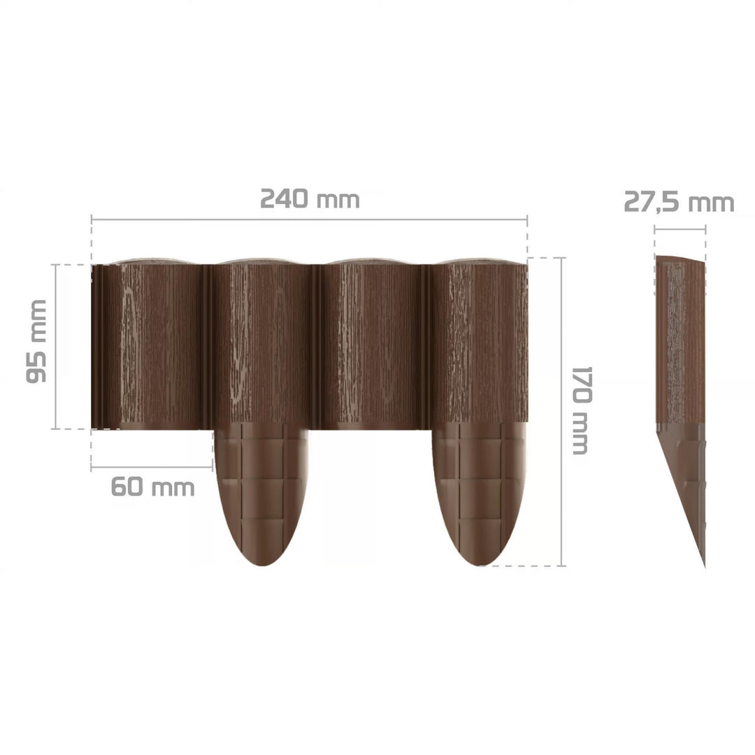 Valla de jardín Cellfast, aspecto de madera, resistente a las heladas, longitud 7,2 m, color marrón, 34-031