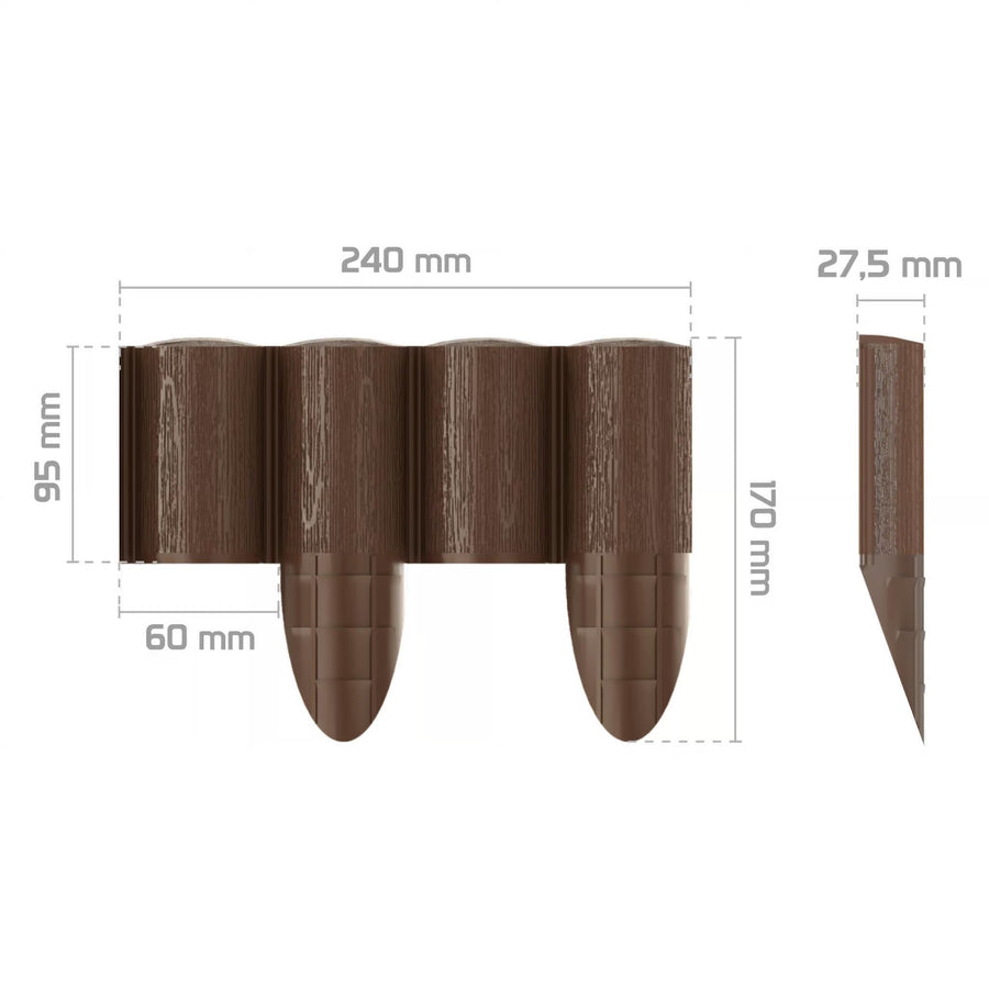 Valla de jardín Cellfast, aspecto de madera, resistente a las heladas, longitud 7,2 m, color marrón, 34-031