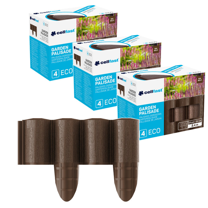 Valla de jardín Cellfast, aspecto de madera, resistente a las heladas, longitud 7,2 m, color marrón, 34-031