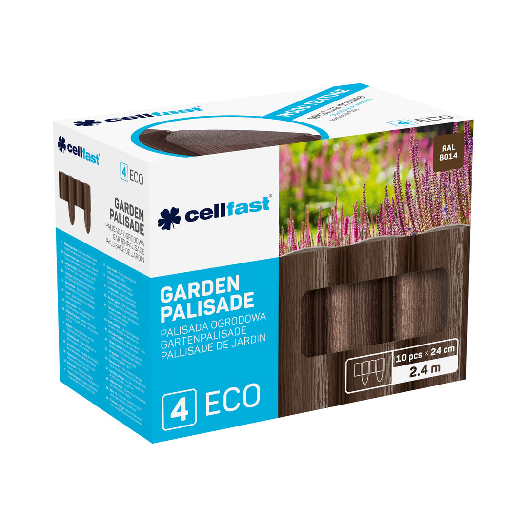 Valla de jardín Cellfast, textura de madera, resistente a las heladas, longitud 21,6 m, color marrón, 34-031