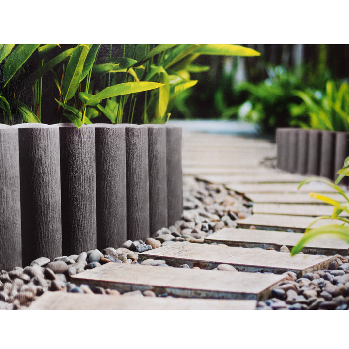 Valla de jardín Cellfast, textura de madera, resistente a las heladas, longitud 13,8 m, color grafito, 34-044