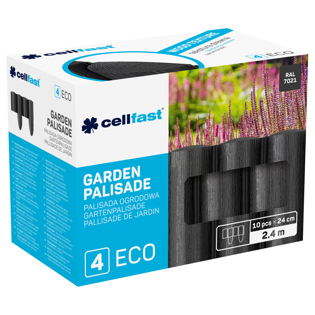 Valla de jardín Cellfast, textura de madera, resistente a las heladas, longitud 21,6 m, color antracita, 34-032