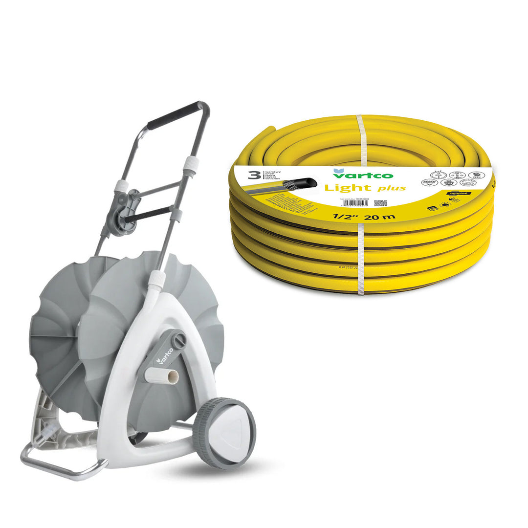 Carrito para manguera de jardín + manguera de jardín Vartco Light Plus 1/2" 20 m Agaplast