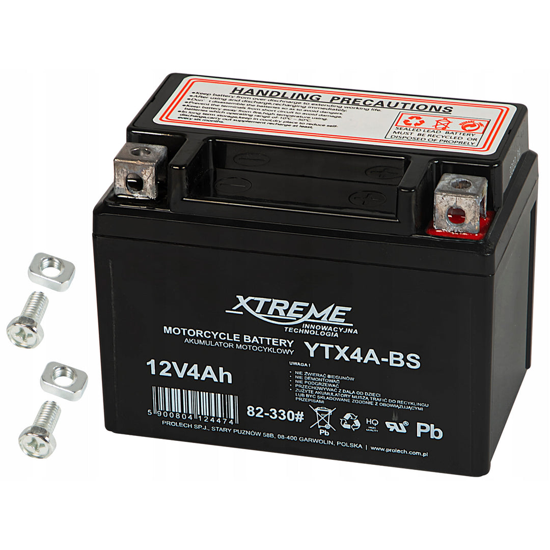 Batería de gel para moto Xtreme sin mantenimiento, 12 V, 4 Ah, derecha, 82-330#
