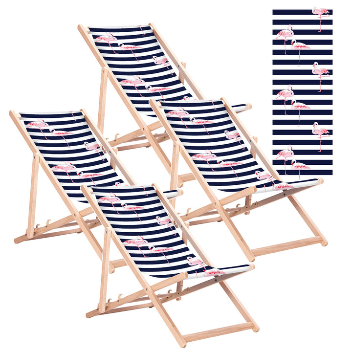 Tumbona clásica de haya GreenBlue GB183 con estampado «Flaming», 4 unidades