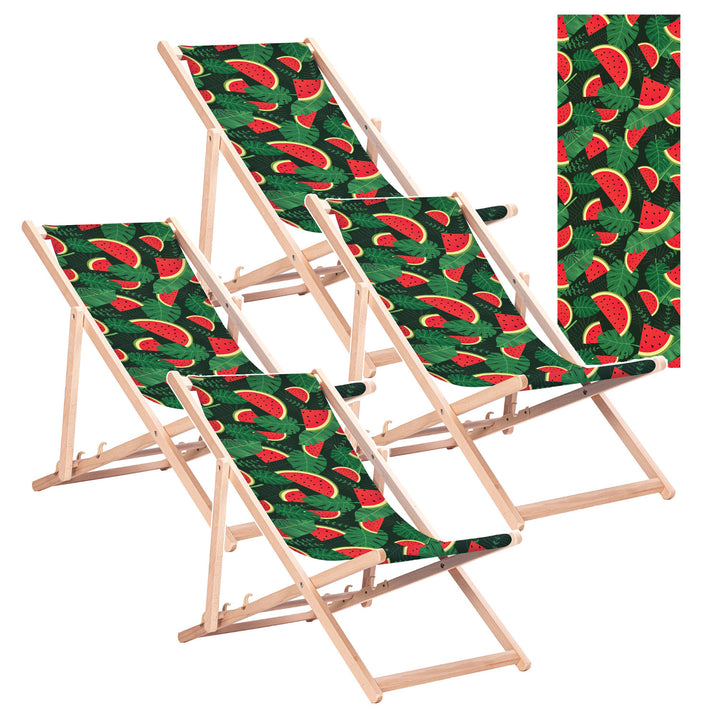 Tumbona clásica de haya GreenBlue GB183 con estampado de sandía, 4 unidades