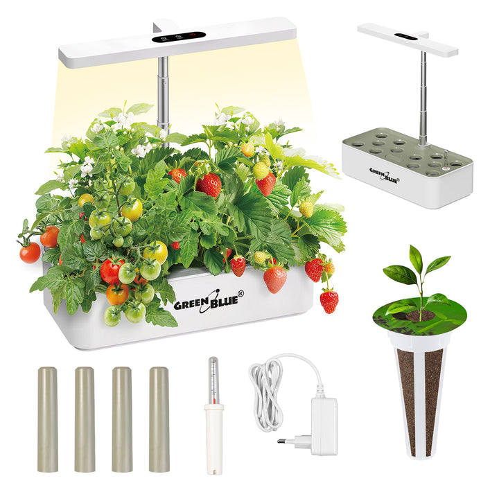 Sistema inteligente de cultivo interior GreenBlue, maceta SMART, capacidad de 4 l, 220-240 V CA, 50/60 Hz, 0,4 A, GB133 + juego de accesorios