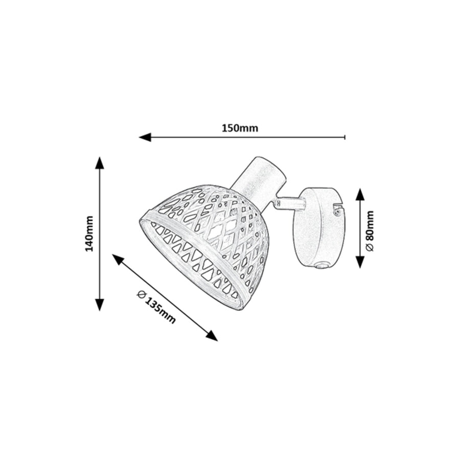 Aplique Rabalux Rattan, casquillo E14, máx. 15 W, 3133