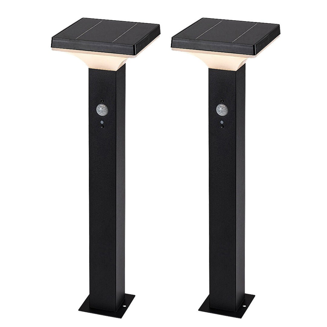 Lámpara Rabalux, de exterior, solar, de pie, LED 4 W, IP44, negra, Geleen, 2 unidades