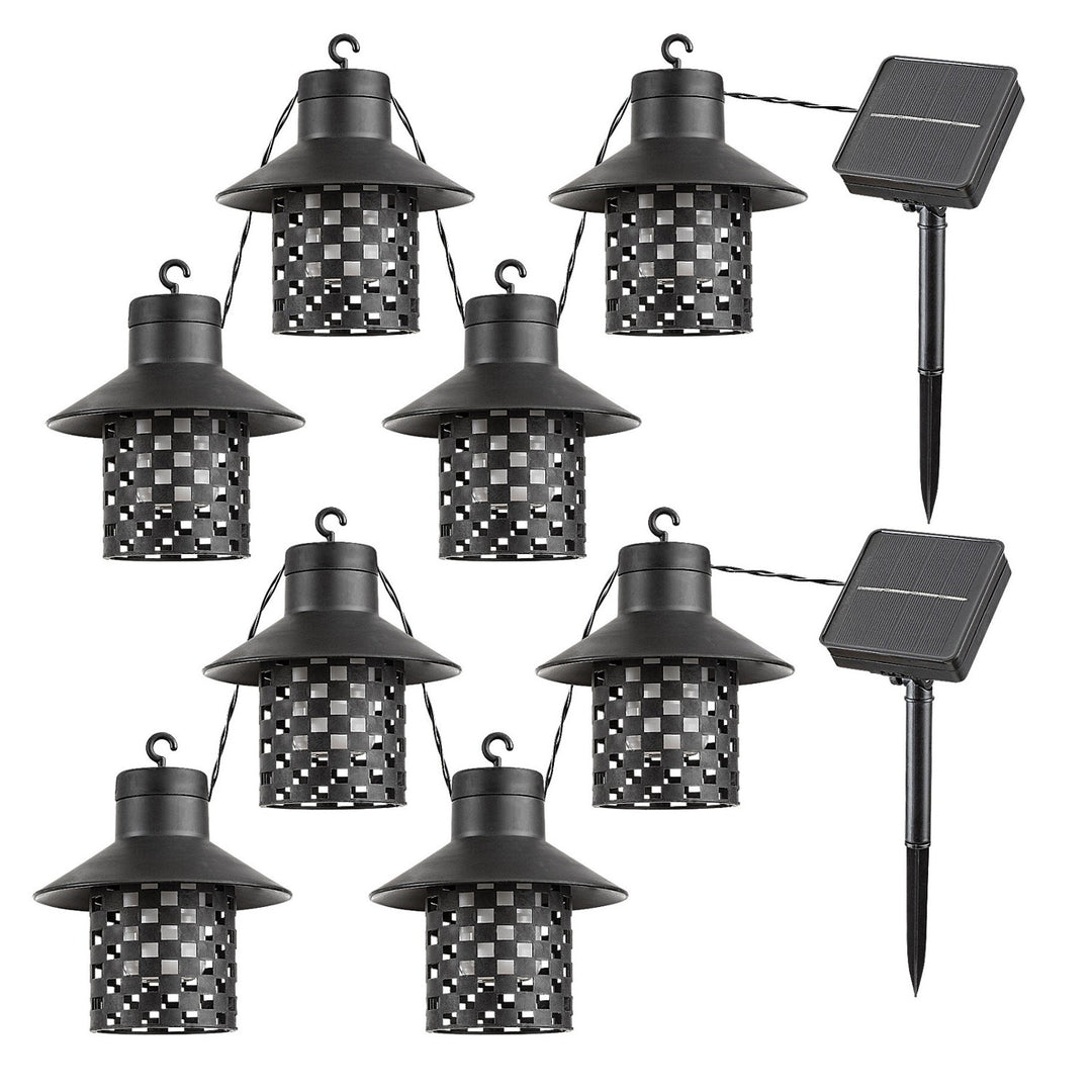 Lámparas solares Rabalux, 4 luminarias, para exterior, IP44, negras, Ximpu, 2 juegos