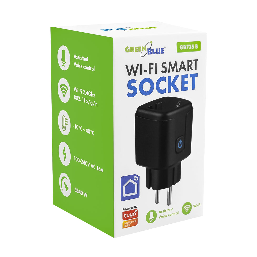 Enchufe WiFi GreenBlue con control remoto, compatible con Android/iOS/Alexa/Google Home, temporizador, medidor de potencia, máx. 16 A/3840 W, GB735 B, 3 unidades