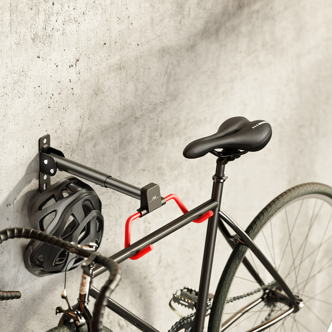 Soporte/colgador de pared para bicicletas Maclean, horizontal, acero, carga máxima de 30 kg, ángulo ajustable, MC-172, 2 unidades