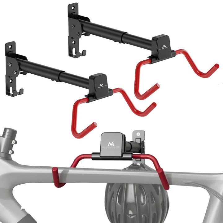 Soporte/colgador de pared para bicicletas Maclean, horizontal, acero, carga máxima de 30 kg, ángulo ajustable, MC-172, 2 unidades