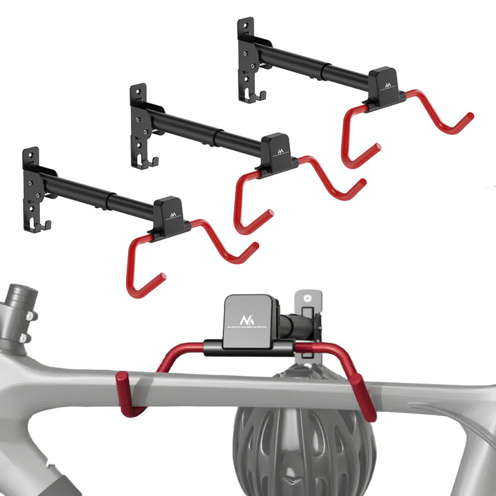 Soporte de bicicleta / colgador de pared Maclean, horizontal, acero, carga máxima de 30 kg, ángulo ajustable, MC-172, 3 unidades