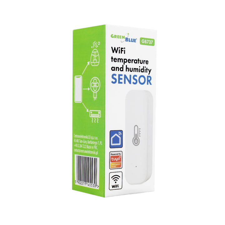 Sensor de temperatura y humedad WiFi GreenBlue, Android/iOS/Alexa/Google Home, 3,0 V CC, LR03x2, GB737 + 2 pilas R-03 LR03 AAA alcalinas Varta Industrial 4003